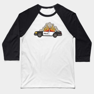 Burning cop car Baseball T-Shirt